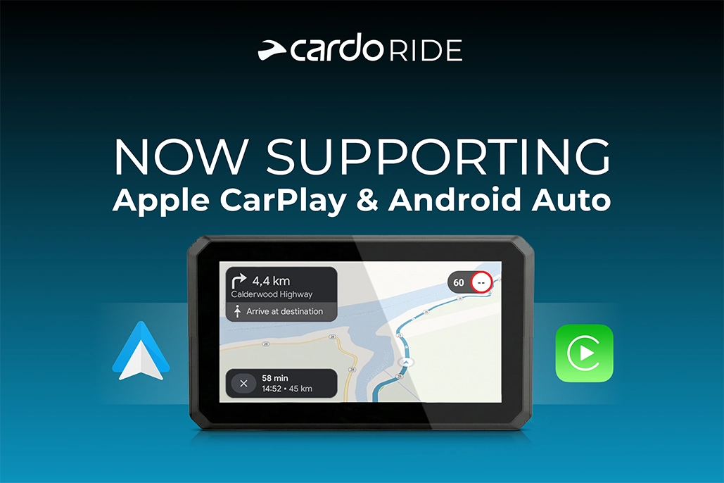 Cardo Ride Proがダッシュボード連携拡大、CarPlayとAndroid Auto対応