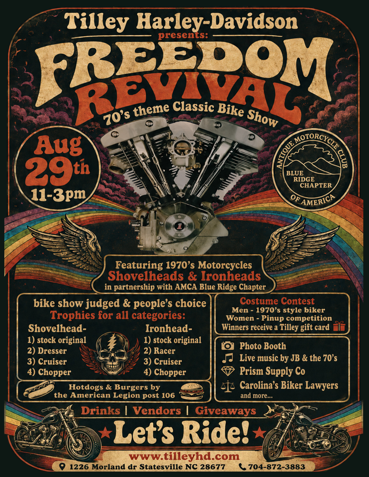 North Carolina Dealer Hosts '70s-Themed Harley Show 'Freedom Revival' on August 29