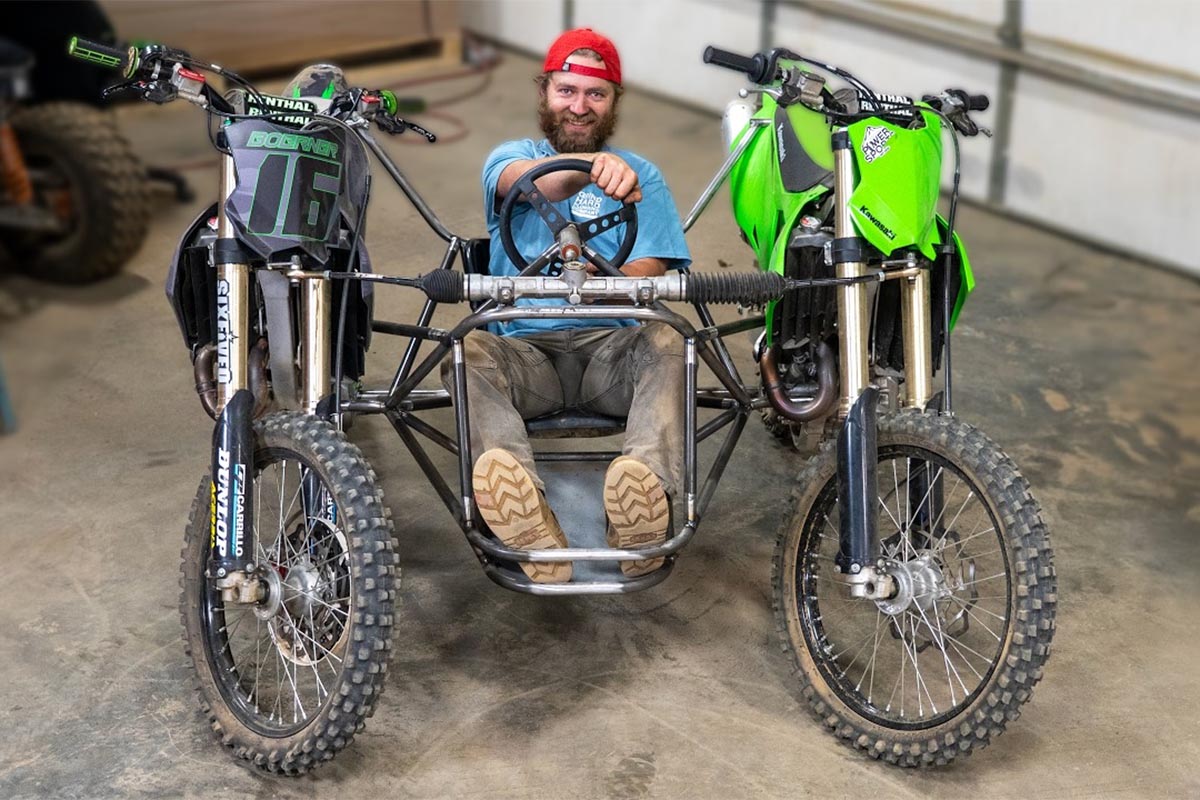 Un taller estadounidense fabrica un kart casero de 100 caballos uniendo dos motos de motocross