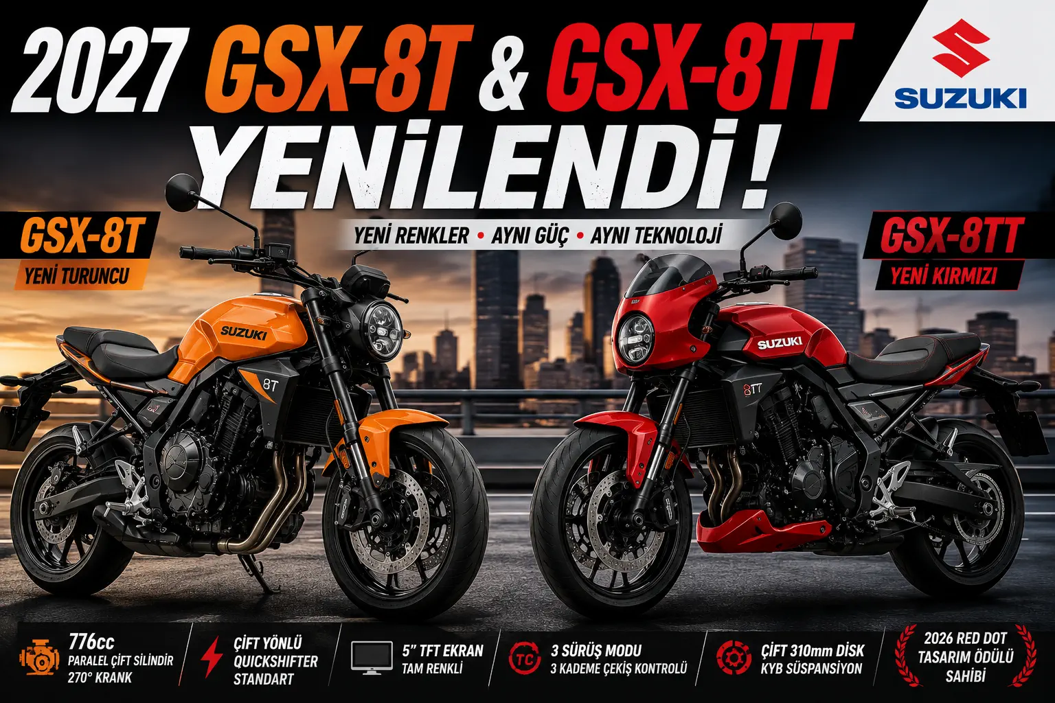 Suzuki Updates 2027 GSX-8T and GSX-8TT With New Colors