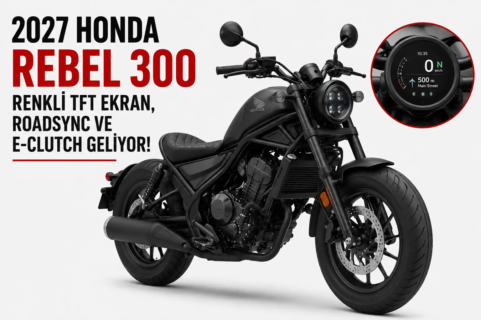 ホンダ、新型レベル300を刷新へ カラーTFTとE-クラッチ仕様を追加