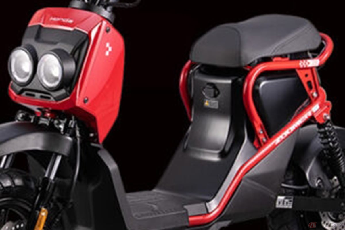 五羊ホンダ、電動「ズーマーe:」2026年モデル発表 丸目2灯とパイプフレーム継承